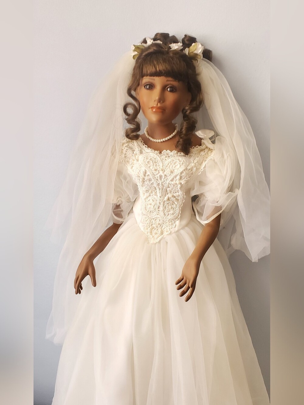 Show Stoppers 27" Afro Bride Large Porcelain Doll Wedding